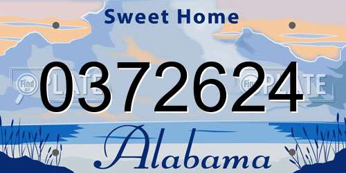 0372624 Alabama License Plate