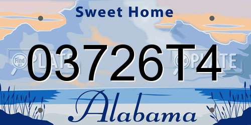03726T4 Alabama License Plate