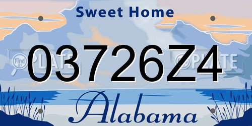 03726Z4 Alabama License Plate