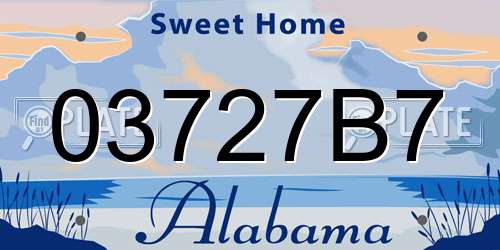 03727B7 Alabama License Plate