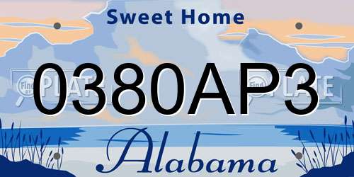 0380AP3 Alabama License Plate