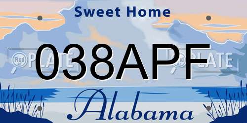 038APF Alabama License Plate