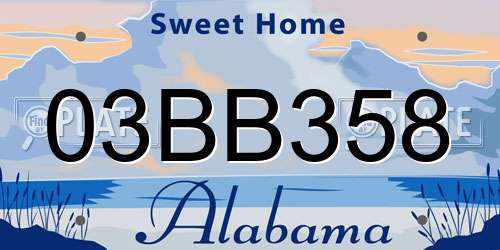 03BB358 Alabama License Plate