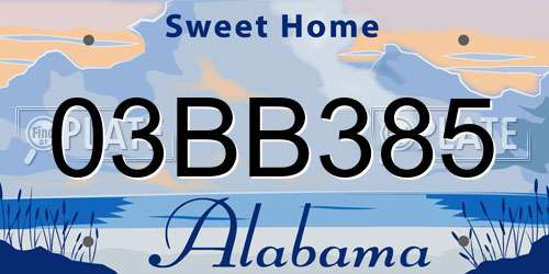 03BB385 Alabama License Plate