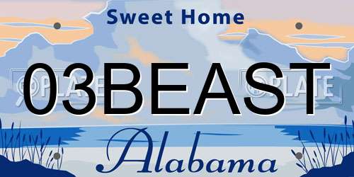 03BEAST Alabama License Plate
