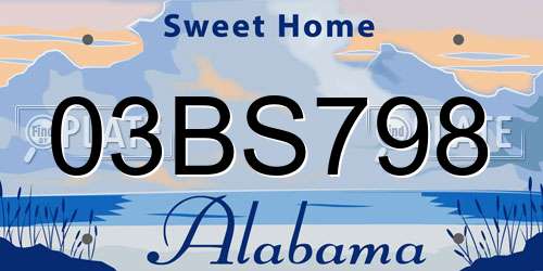 03BS798 Alabama License Plate