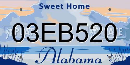 03EB520 Alabama License Plate