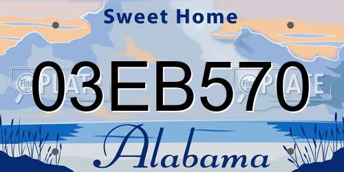 03EB570 Alabama License Plate