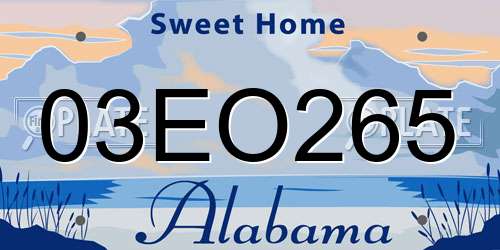 03EO265 Alabama License Plate