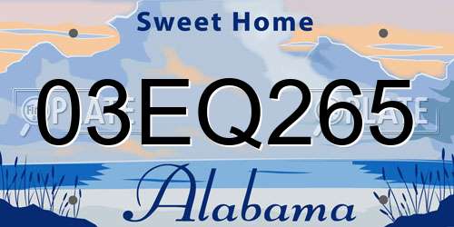 03EQ265 Alabama License Plate