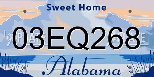03EQ268 Alabama License Plate