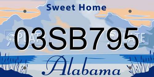 03SB795 Alabama License Plate