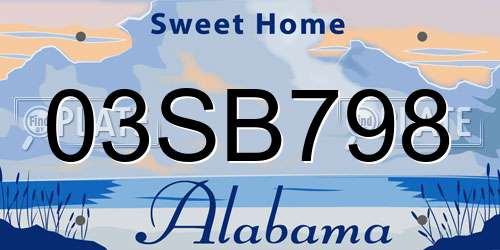 03SB798 Alabama License Plate