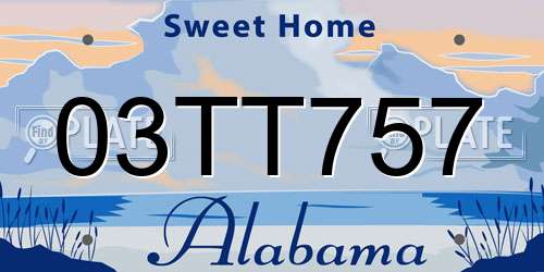 03TT757 Alabama License Plate
