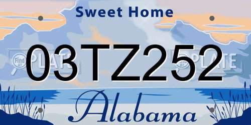 03TZ252 Alabama License Plate