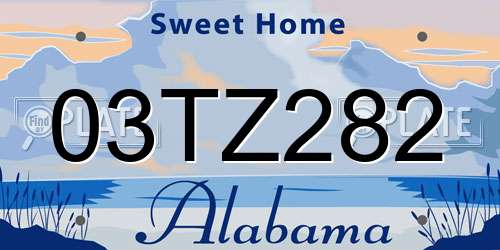 03TZ282 Alabama License Plate