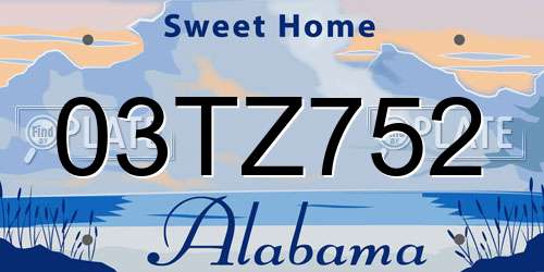 03TZ752 Alabama License Plate