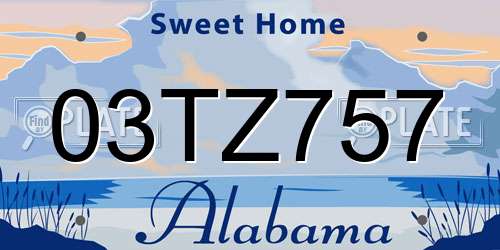 03TZ757 Alabama License Plate