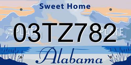 03TZ782 Alabama License Plate
