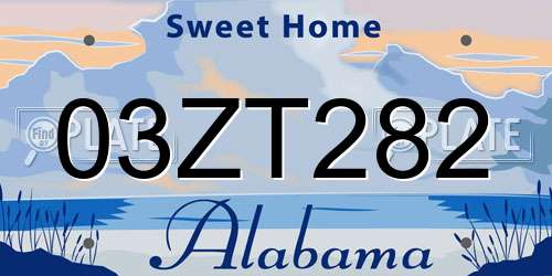 03ZT282 Alabama License Plate