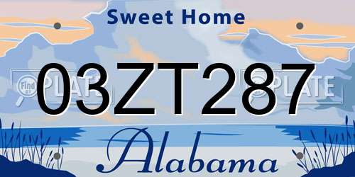 03ZT287 Alabama License Plate