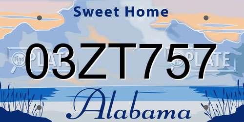 03ZT757 Alabama License Plate
