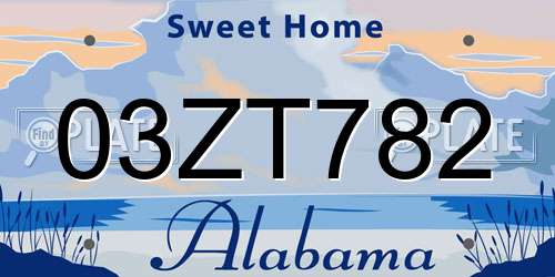 03ZT782 Alabama License Plate