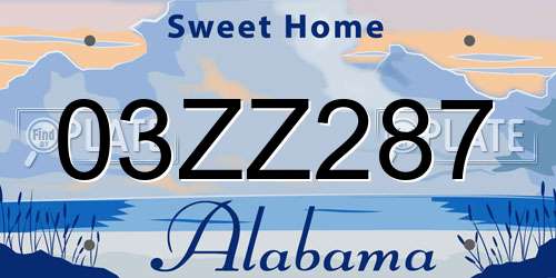 03ZZ287 Alabama License Plate