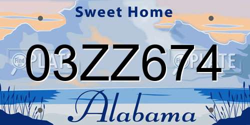 03ZZ674 Alabama License Plate
