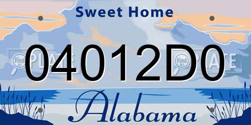 04012D0 Alabama License Plate