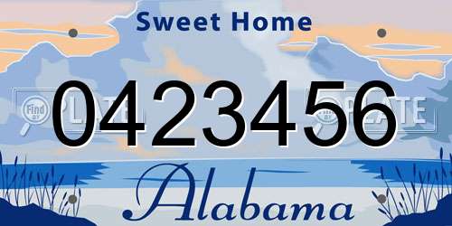 0423456 Alabama License Plate