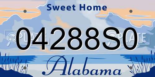 04288S0 Alabama License Plate