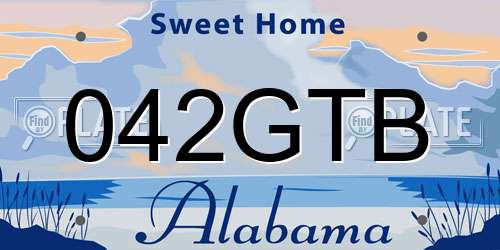 042GTB Alabama License Plate
