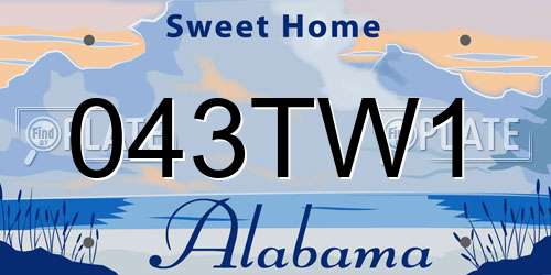 043TW1 Alabama License Plate