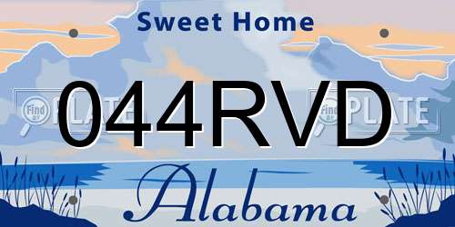 044RVD Alabama License Plate