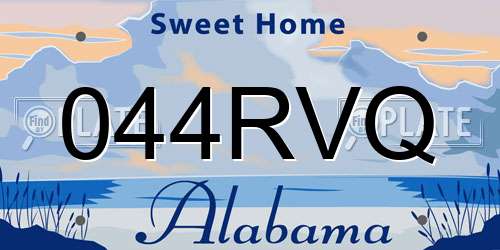 044RVQ Alabama License Plate