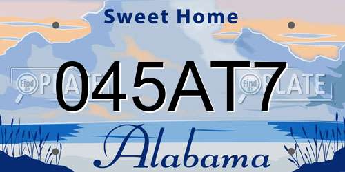 045AT7 Alabama License Plate