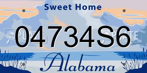 04734S6 Alabama License Plate