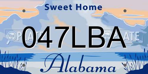 047LBA Alabama License Plate