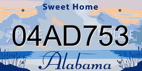 04AD753 Alabama License Plate