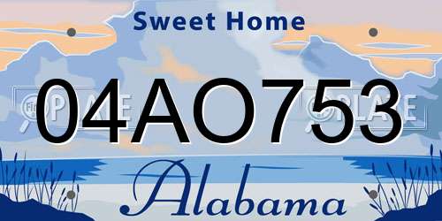 04AO753 Alabama License Plate