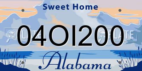 04OI200 Alabama License Plate