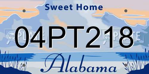 04PT218 Alabama License Plate