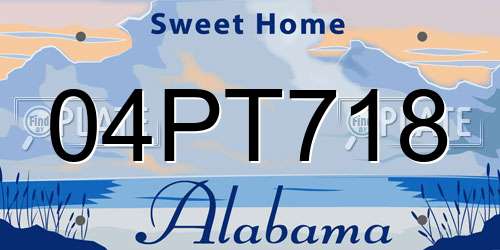 04PT718 Alabama License Plate
