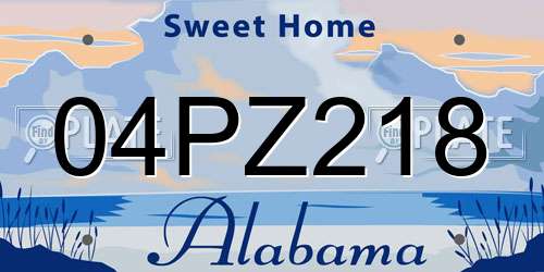 04PZ218 Alabama License Plate