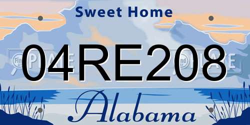 04RE208 Alabama License Plate
