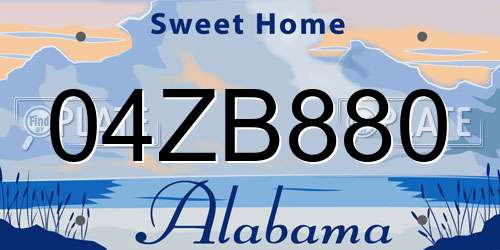 04ZB880 Alabama License Plate