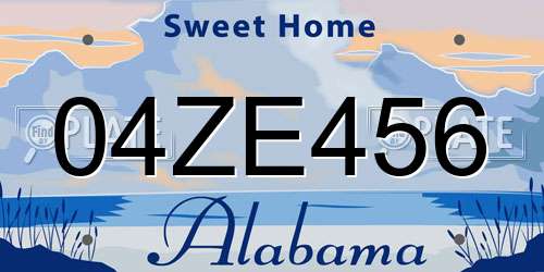 04ZE456 Alabama License Plate