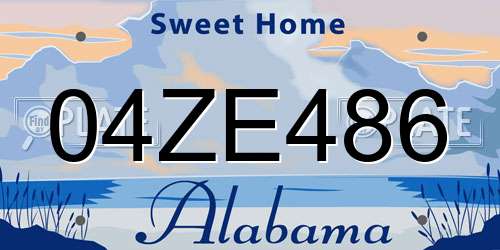 04ZE486 Alabama License Plate