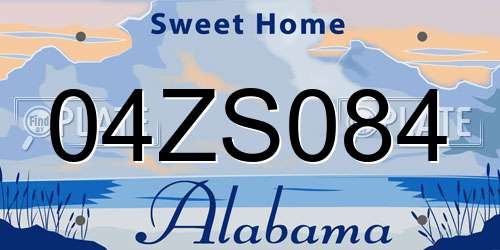 04ZS084 Alabama License Plate
